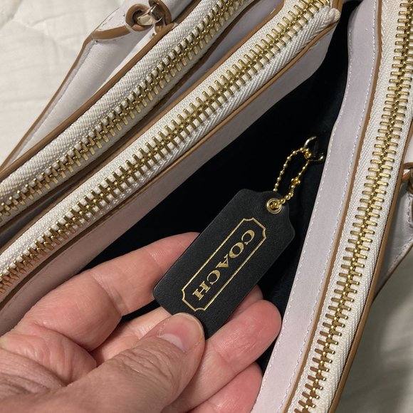 Coach White Camel/Brown Edgepaint Borough Bag Glove-Tanned Leather Satchel - Med - Picture 7 of 15